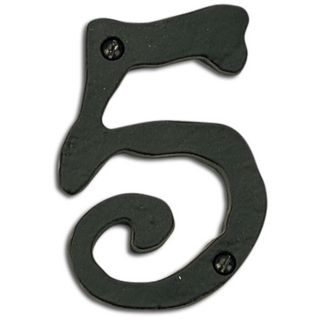 Large Scroll Black Finish House Number 5   #P3159