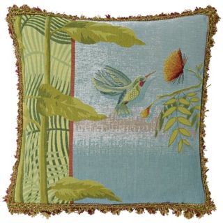 Hummingbird 10" Blue Square Pillow   #G2905