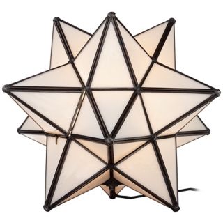Star accent lamp. Moroccan style lamp. White glass. Takes one 60 watt