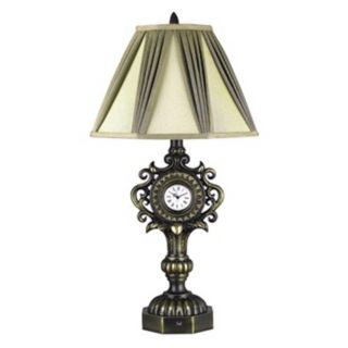 Flower Scroll 31 1/2" High Table Lamp with Clock   #59583