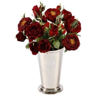 Jane Seymour 12" Red Silk Roses in Chrome Vase   #W0812