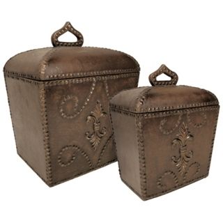 Set of 2 Antoine Brown Decorative Boxes   #V5157