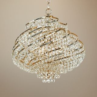 Lyric Gold and Crystal 15 1/2" Wide Plug in Swag Chandelier   #R3523