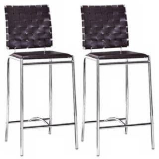 Zuo Set of Two Leatherette Weave 26" High Counter Stools   #G4183