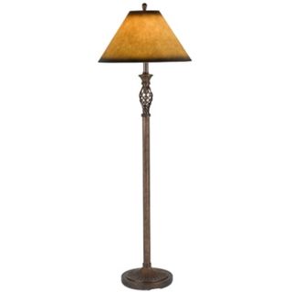 Twisted Cage Rust Leatherette Shade Floor Lamp   #94089