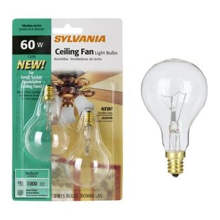 Sylvania 2 Pack 60 Watt A15 Ceiling Fan Light Bulbs   #34883