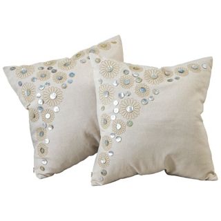 Set of 2 Paillette Floral 18 Embroidered Throw Pillows