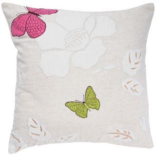 Flower And Butterfly 18" Square Accent Pillow   #V8538