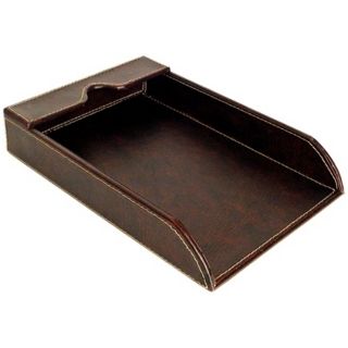 Brown Faux Leather Paper Tray   #V3701