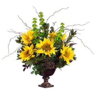 Sunflowers and Protea in Urn Container Faux Flowers   #N6692