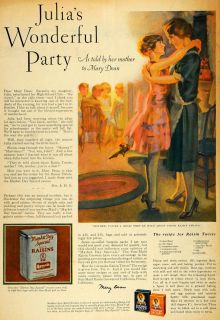 1928 Ad Julias Party Mother Daughter Sun Maid Raisins   ORIGINAL