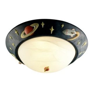 Glow in the Dark Rocket Ship 17" Wide Ceiling Light Fixture   #99880