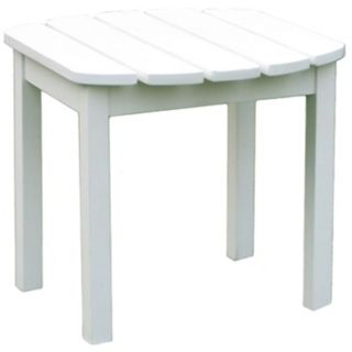 White Finish Wood Outdoor Accent Table   #T4755