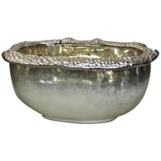 Rojo 16 Medium Oval Art Glass and Aluminum Bowl   #X8178