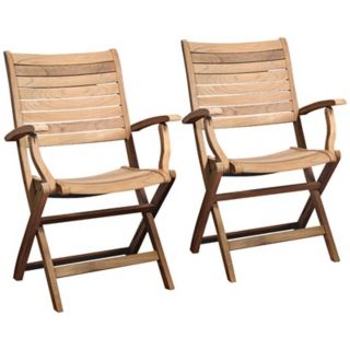 Set of 2 ia Teak Dublin Outdoor Folding Armchairs   #X6160