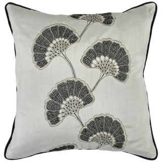 Surya Gingko Gray 18" Square Accent Pillow   #R6641