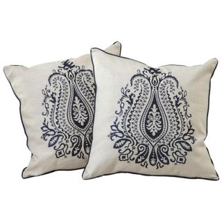 Set of 2 Blue Embroidered 18" Square Throw Pillows   #X8034