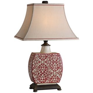 Uttermost Lindsa Ivory Red Table Lamp   #X0970
