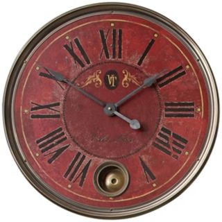 Villa Tesio Regency Red 23" Wide Round Wall Clock   #R8150