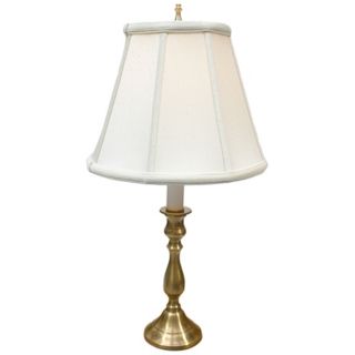 Solid Brass White Shade Candlestick Table Lamp   #P3957
