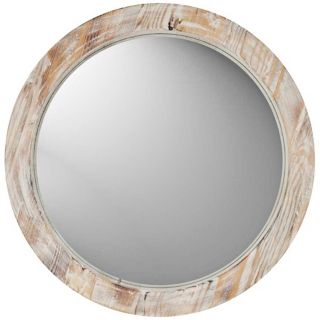 Round 19" Washed Wood Wall Mirror   #W1180