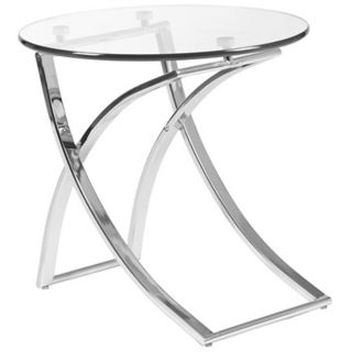 Talisa Contemporary Glass and Chrome Side Table   #X7410