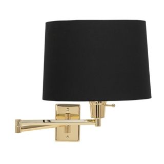 Brass with Black Drum Shade Plug In Swing Arm Wall Lamp   #79553 88533