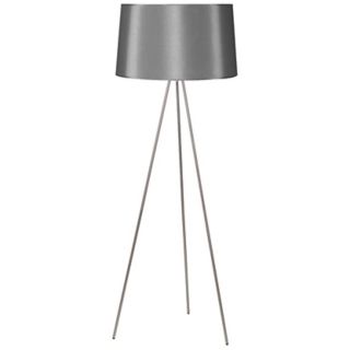 Lights Up Weegee Nickel Platinum Silk Shade Floor Lamp   #T2903