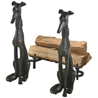 Set of Two Canyon Bronze Dog Cast Iron Fireplace Andirons   #V0480