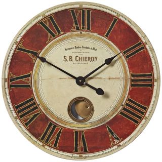 S.B. Chieron Red Cream 23" Wide Round Wall Clock   #R8158