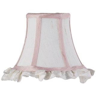 Set of Three White and Pink Silk Shades 3x5x4.25 (Clip On)   #J2228