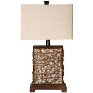 Freeport Wood Rattan With Nightlight 27" High Table Lamp   #U0089