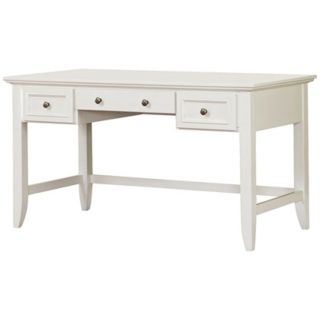 Naples 3 Drawer White Wood Executive Desk   #W3284