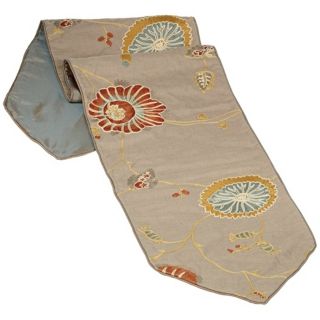Bella Collection Fabric Floral Embroidered Table Runner   #U0100