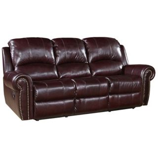 Manhattan Reclining Italian Burgundy Leather Sofa   #X9585