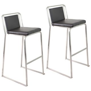 Set of Two Cascade Black 29 1/2 High Bar Stools   #N2531  