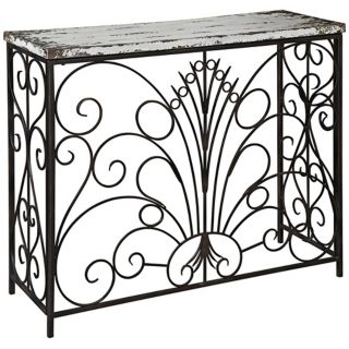 Parcel Collection Distressed White Console Table   #X4033
