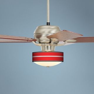 52" Casa Optima Brushed Steel Finish Red Stripes Ceiling Fan   #86646 89850 44803 J5450