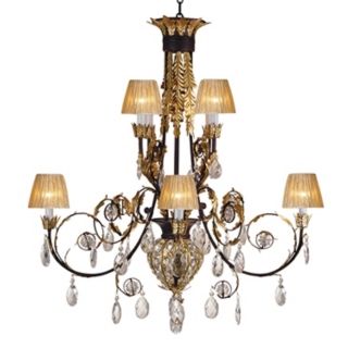 Rust and Gold Leaf Crystal Chandelier   #26295