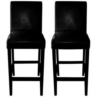 Set of 2 Coco 30" High Black Bicast Leather Bar Stool   #T7255