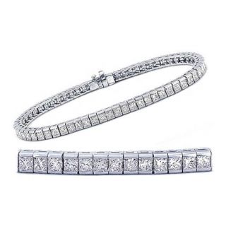 00 tcw 14k White Gold Princess Channel Set Diamond Tennis Bracelet