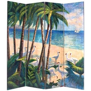 Tropical Beach Hand Painted Screen   #G7472