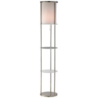 Grayling Satin Steel Shelf Floor Lamp   #R4598