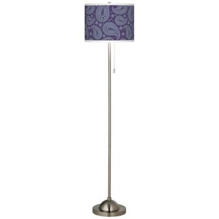 Purple Paisley Linen Brushed Nickel Floor Lamp   #99185 T8117