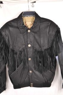 Julian Leather Jacket Sante FE Collection Fringe Indian Head Snaps S