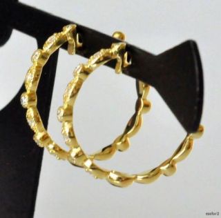 Magnificent New Jude Frances Cleopatra Yellow 18K Gold Diamond Hoop