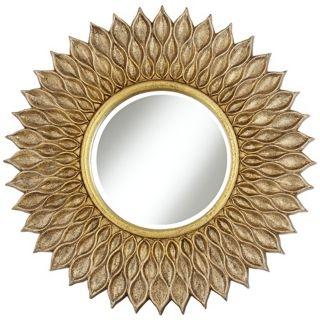 Antique Gold Linked Loops 30" High Round Wall Mirror   #N5824