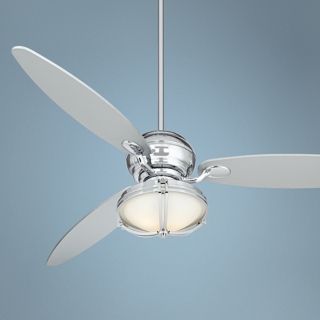 66" Spyder Chrome Ceiling Fan and White Glass Light Kit   #R2180 R2484 R4788