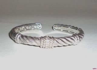 Judith Ripka Sterling Silver Diamonique Textured Hinge Cuff Bracelet