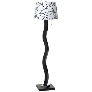 Black and White Squiggle Wave Stick Floor Lamp   #T4660 U0968